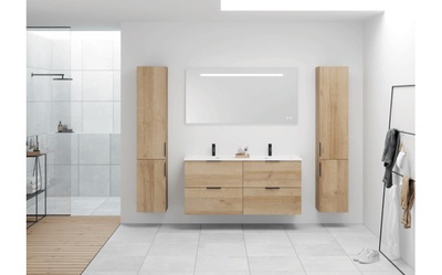 Armoire de toilette - 2 portes - miroir avec applique Led - Domao-S27452